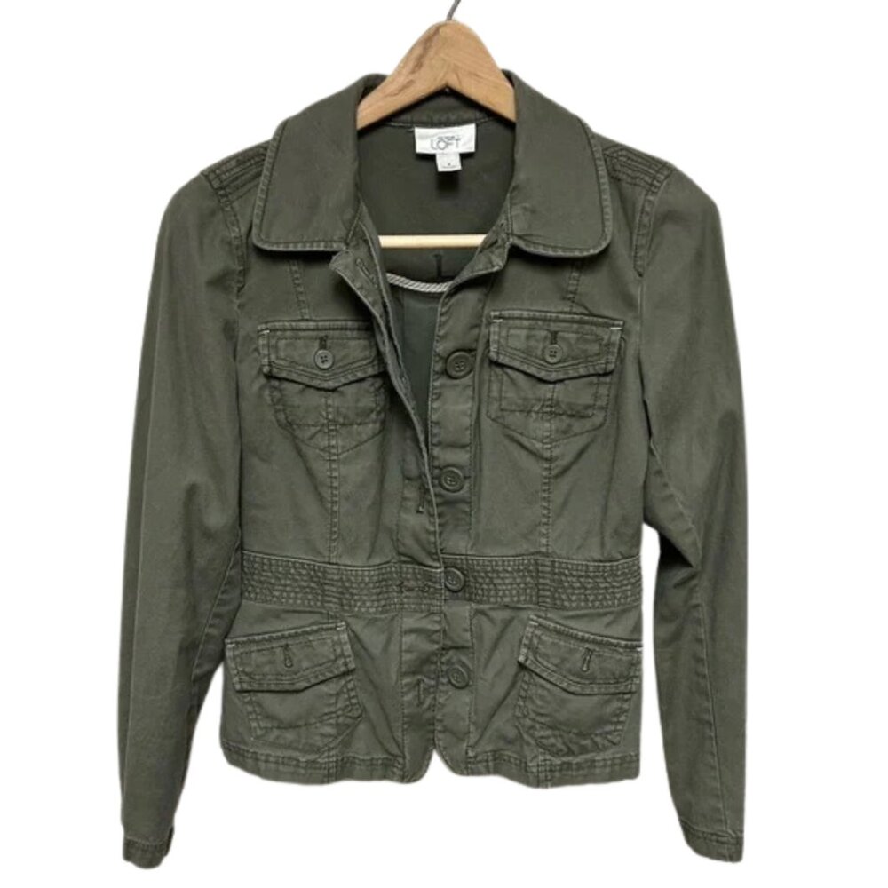Army green Ann Taylor LOFT jacket Button up